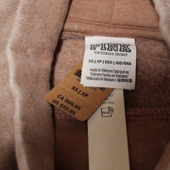 PINK Victoria's Secret XS Cowl-neck Lite Brown Sweatshirt Everyday Lounge - NWT - Picture 4 of 8